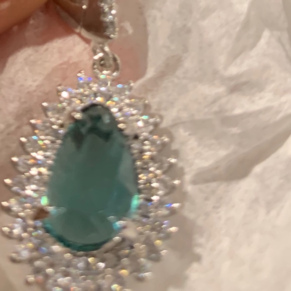 Silver Blue Topaz Set with cubic zirconia - Picture 5 of 7